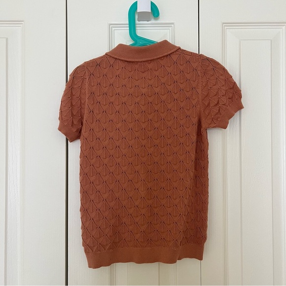 FUB Organic Cotton Fine Knit Pointelle Polo Shirt Sandstone 6Y - Picture 9 of 9